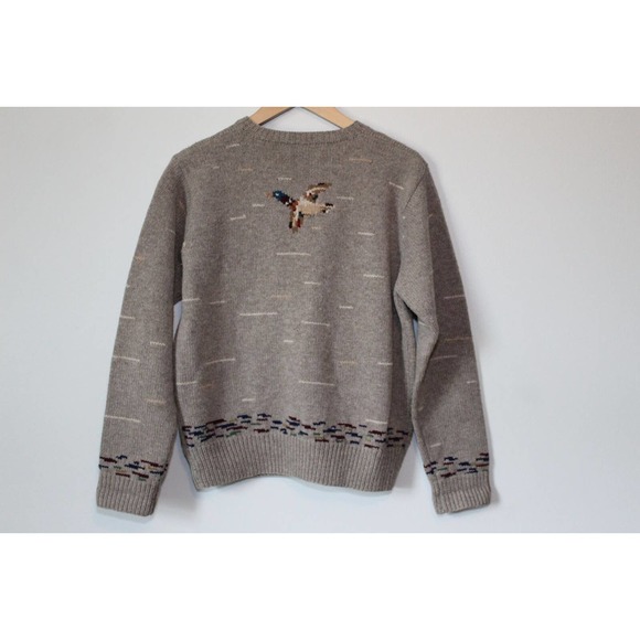 Lauren Ralph Lauren Lambswool Cardigan Hand Knit Mallard Duck Hunting M H13900 - Picture 9 of 11